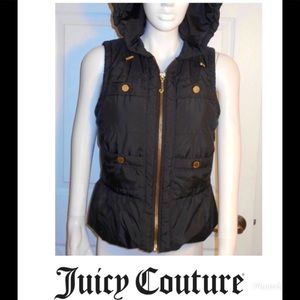 EUC Juicy Couture Puffy Vest w/Hood (Blk, M)